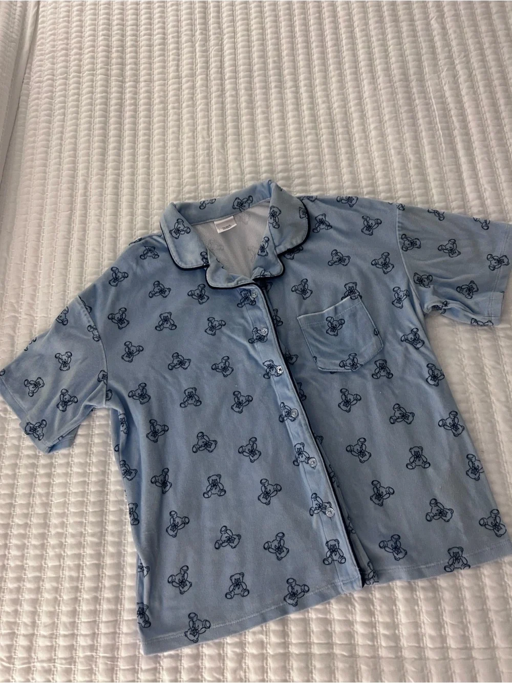 Art Class Light Blue Short-Sleeve Bear Print Pajama Set. Size 16-18